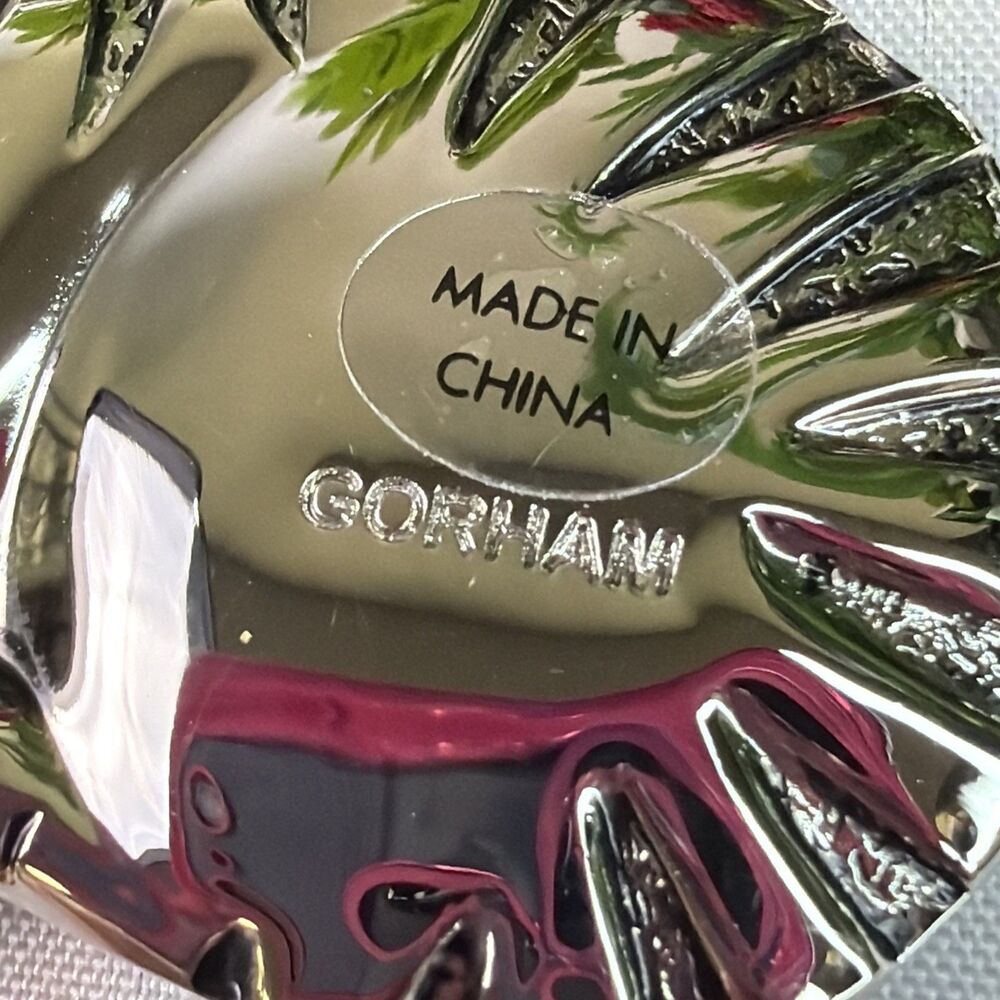 Gorham Silverplate Cat Ornaments, Set of 3, Yarn Fish Wreath Christmas Decor - Picture 6 of 16